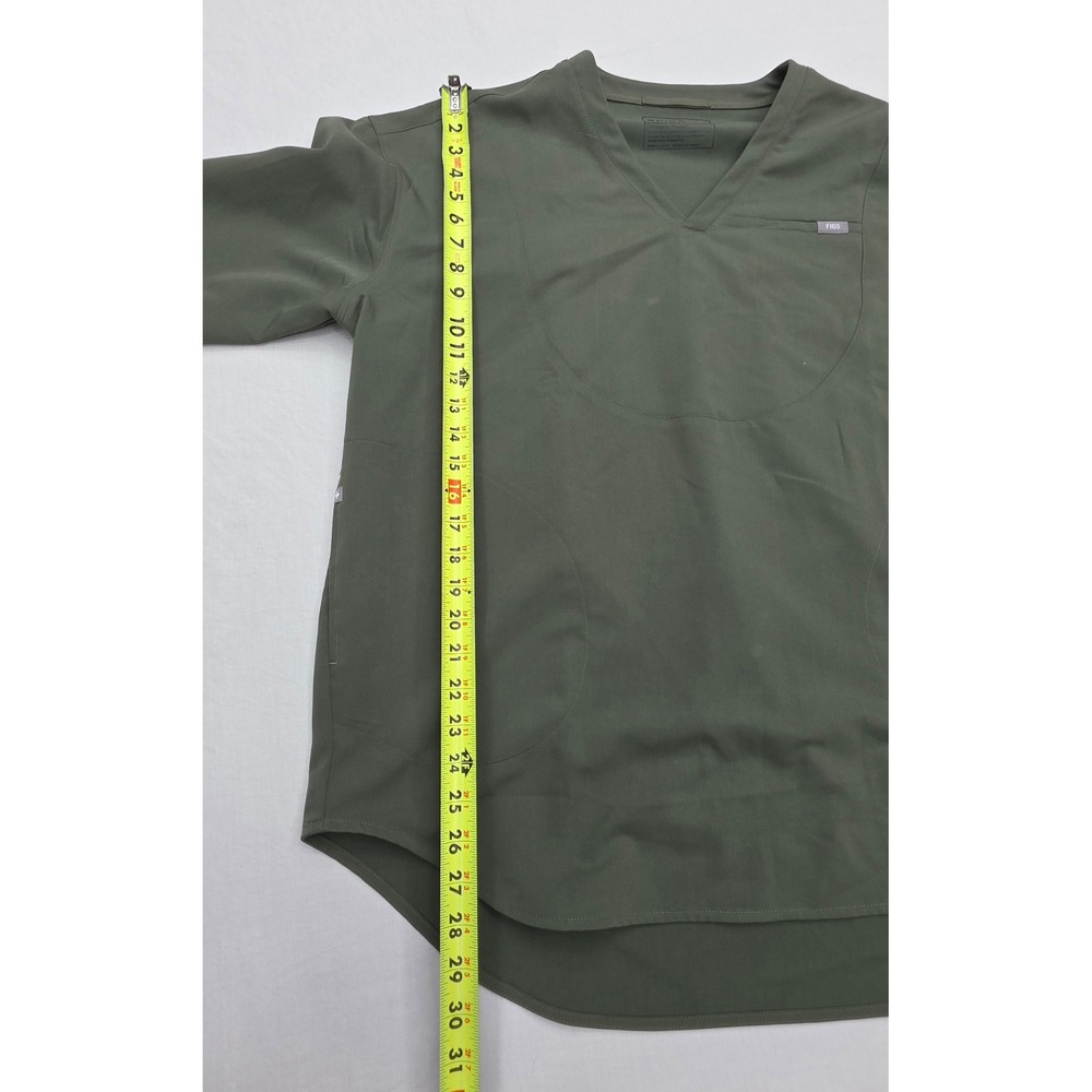 Figs Technical Collection Olive Green V-Neck Long Sleeve Scrub Top XL - Picture 8 of 10